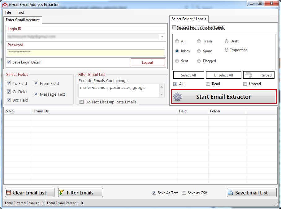 Gmail Email Address Extractor