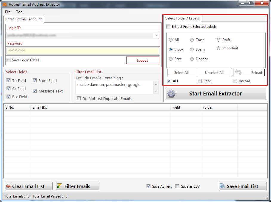 Hotmail Email Address Extractor