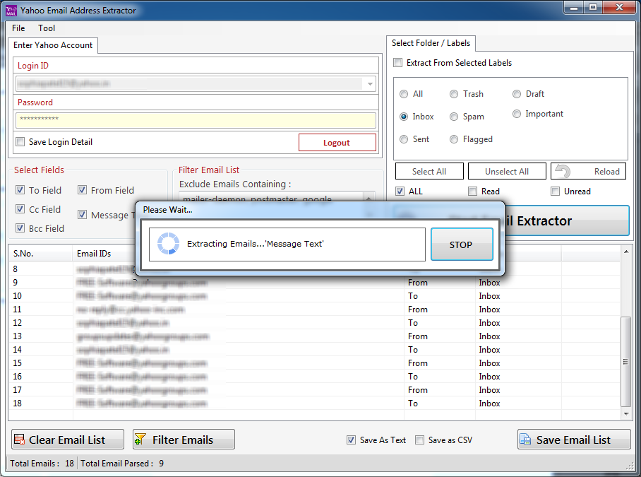 Yahoo Email Address Extractor