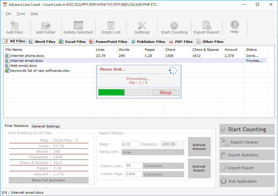 Advance line count