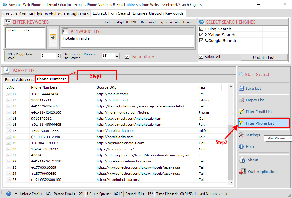 Advance Web Phone and Email Extractor