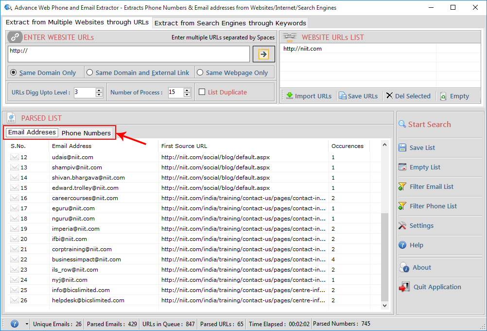Advance Web Phone and Email Extractor
