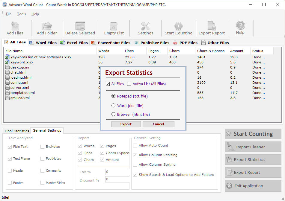 Advance Word count