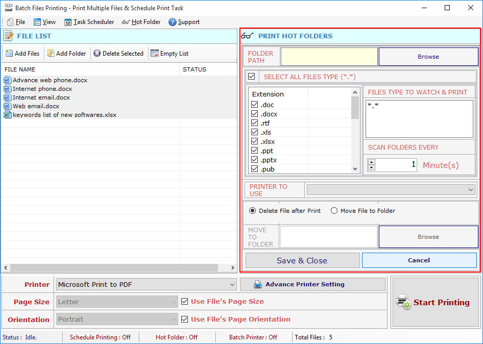 Batch Files Printing