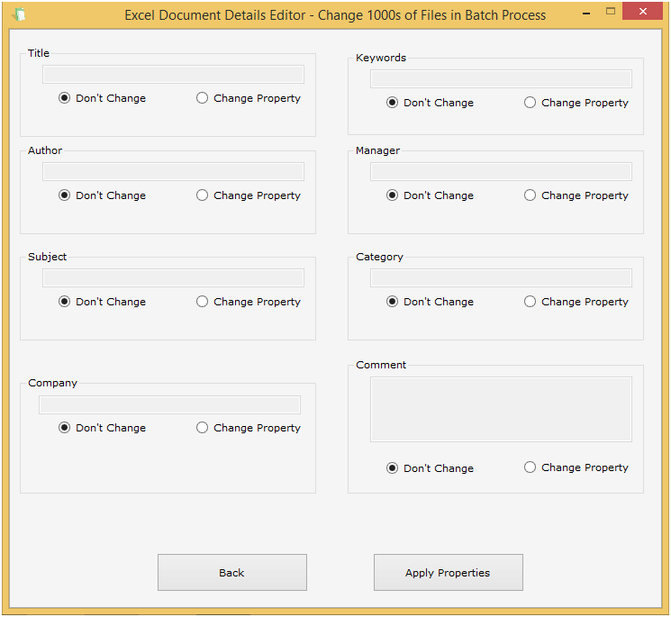 Excel Document Details Editor