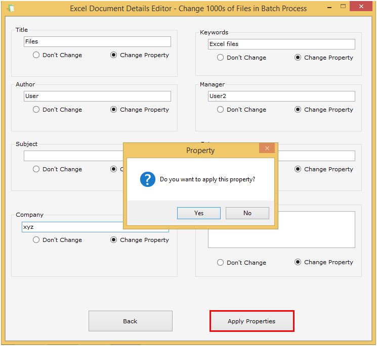 Excel Document Details Editor