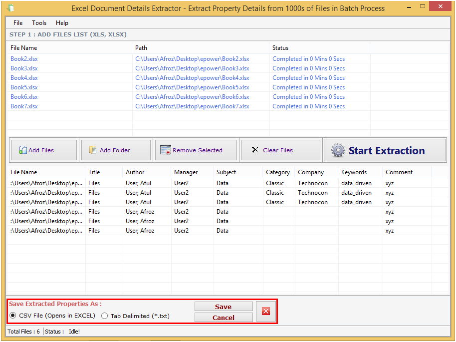 Excel Document Details Extractor