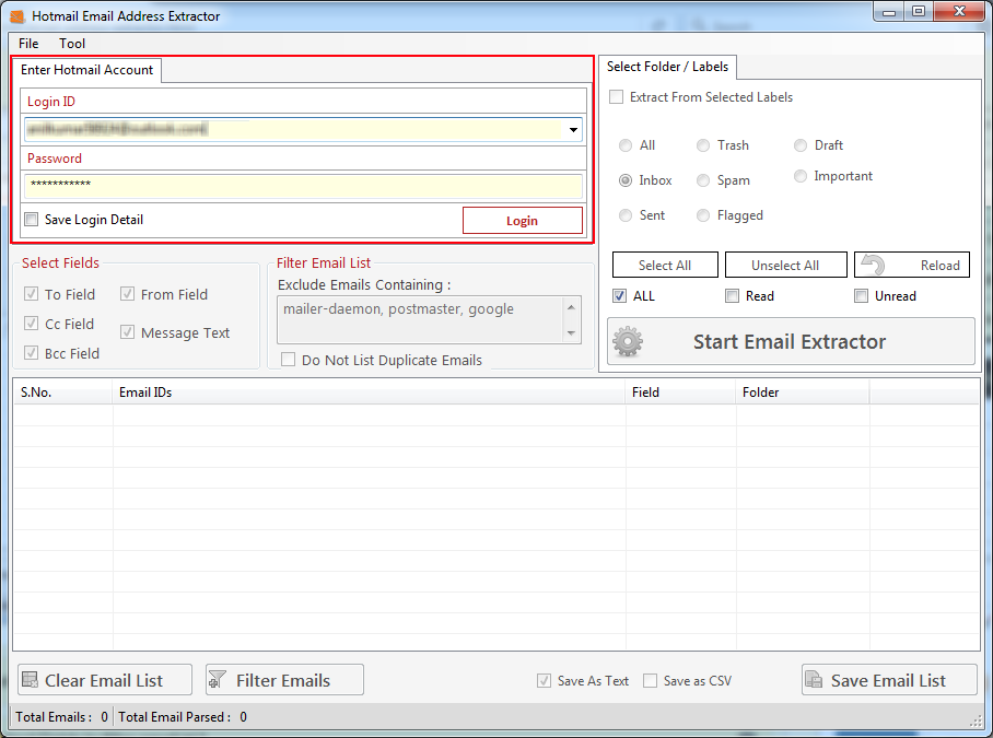 Hotmail Email Address Extractor