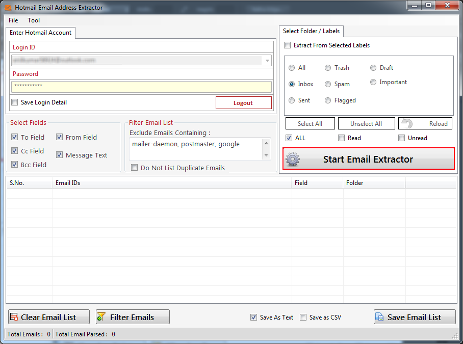 Hotmail Email Address Extractor