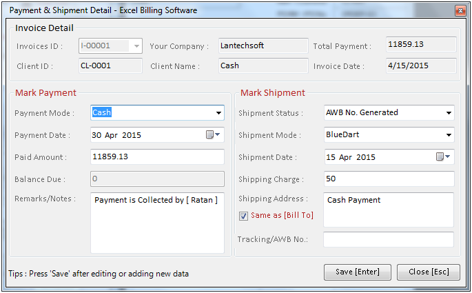 Marathi Excel Billing Software