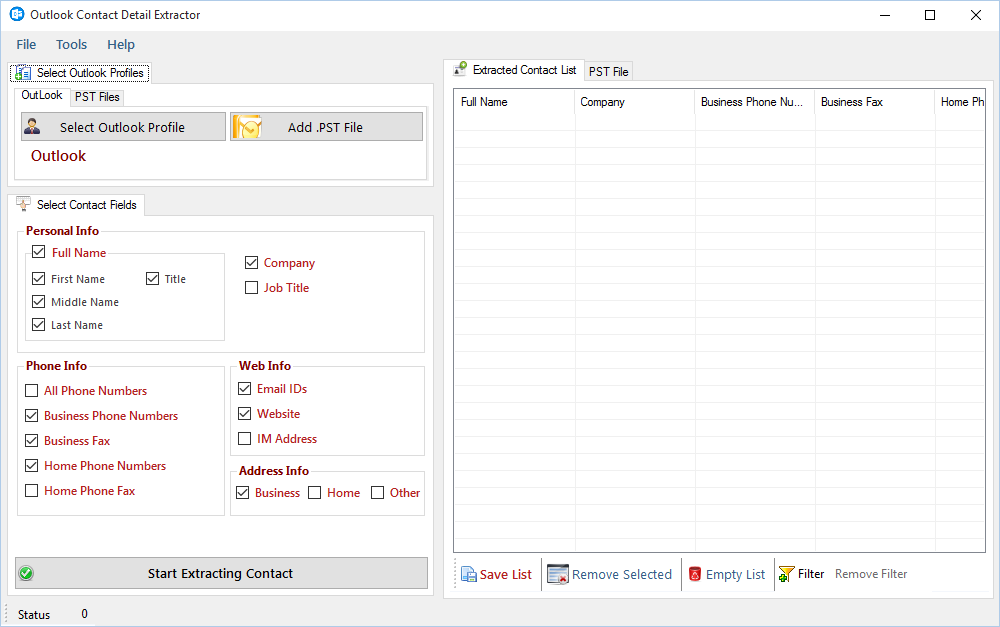 Outlook Contact Detail Extractor