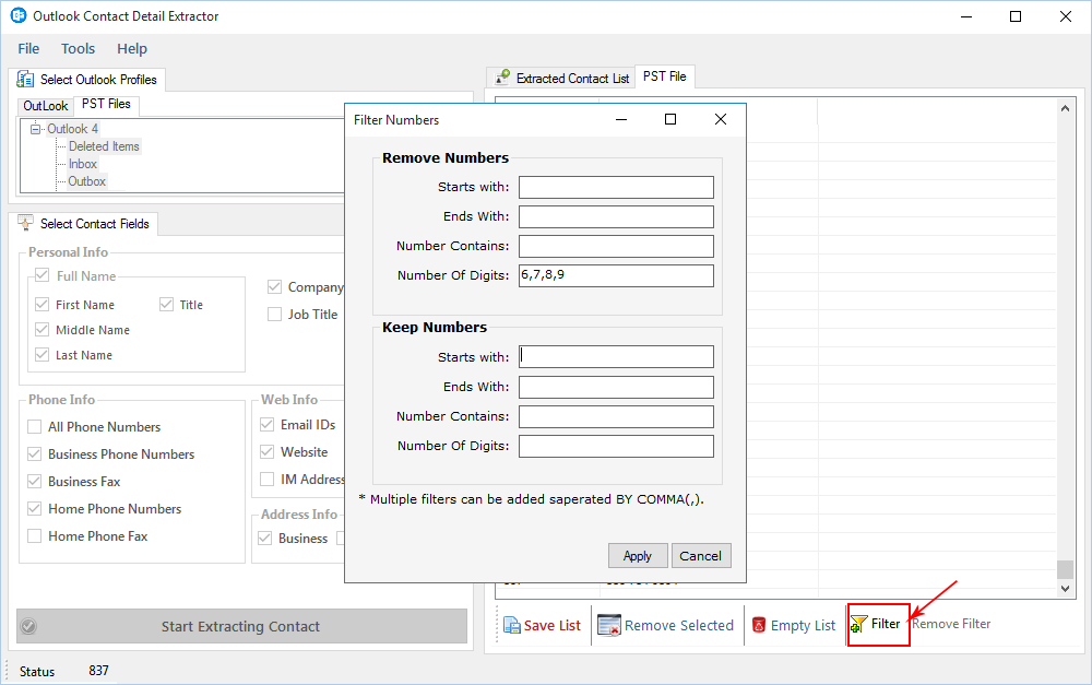 Outlook Contact Detail Extractor