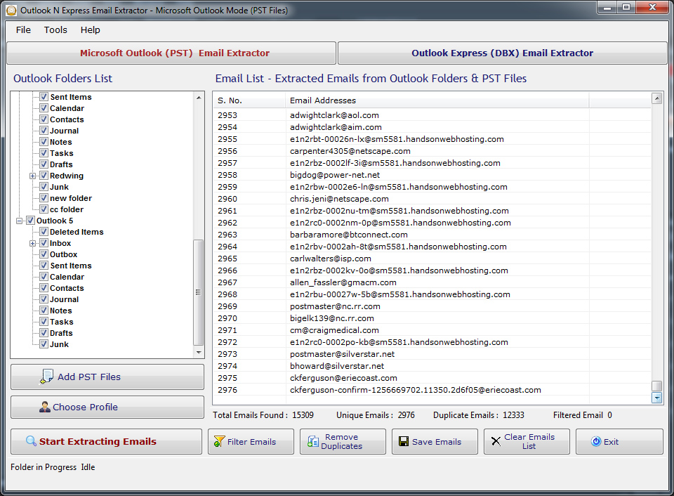 Outlook n Express Email Extractor