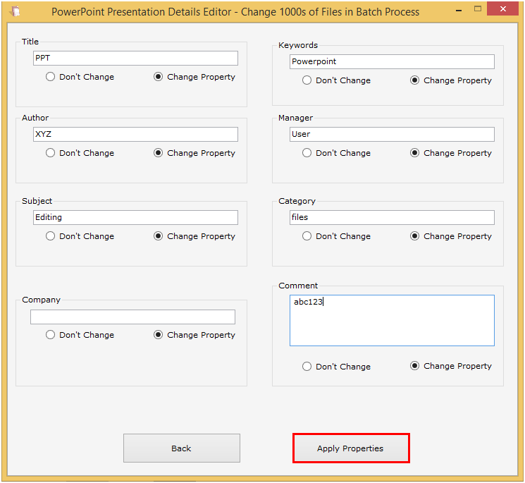 PowerPoint Presentation Details Editor