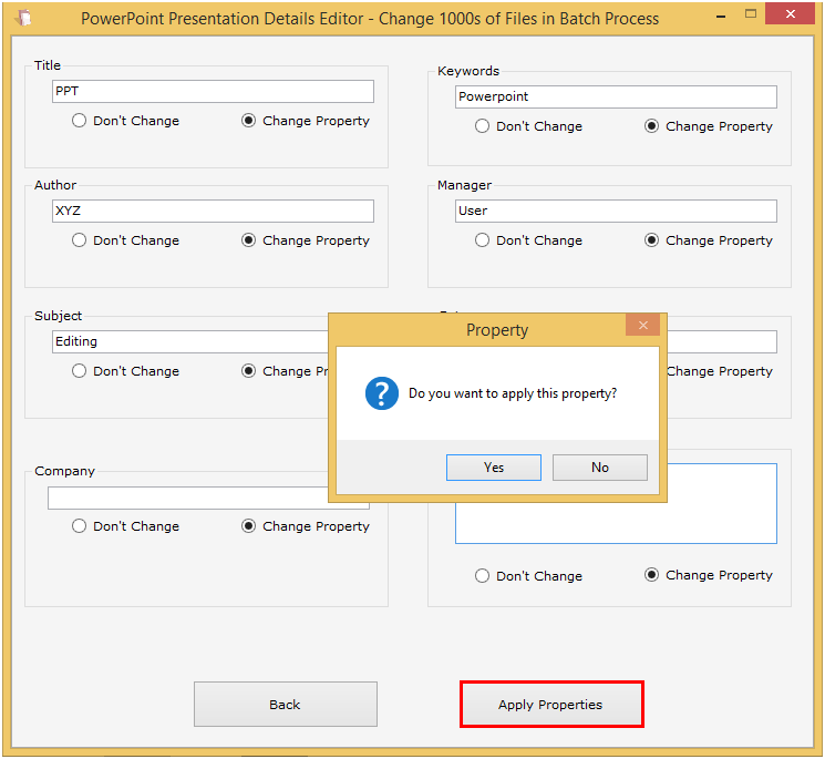 PowerPoint Presentation Details Editor